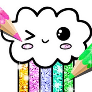 Kawaii Coloring Book Glitter